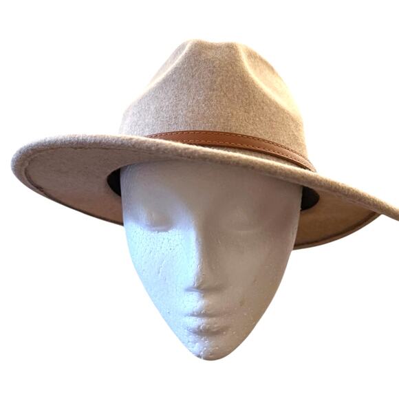 Altar'd State Wool Blend Beige Cream Tan Brimmed Hat Buckle Trim OS - Picture 6 of 8